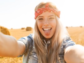 woman smiling in fields